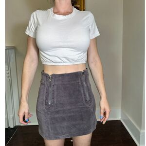 POL Grey Corduroy Moto Style Studs Zippers Mini Size Large